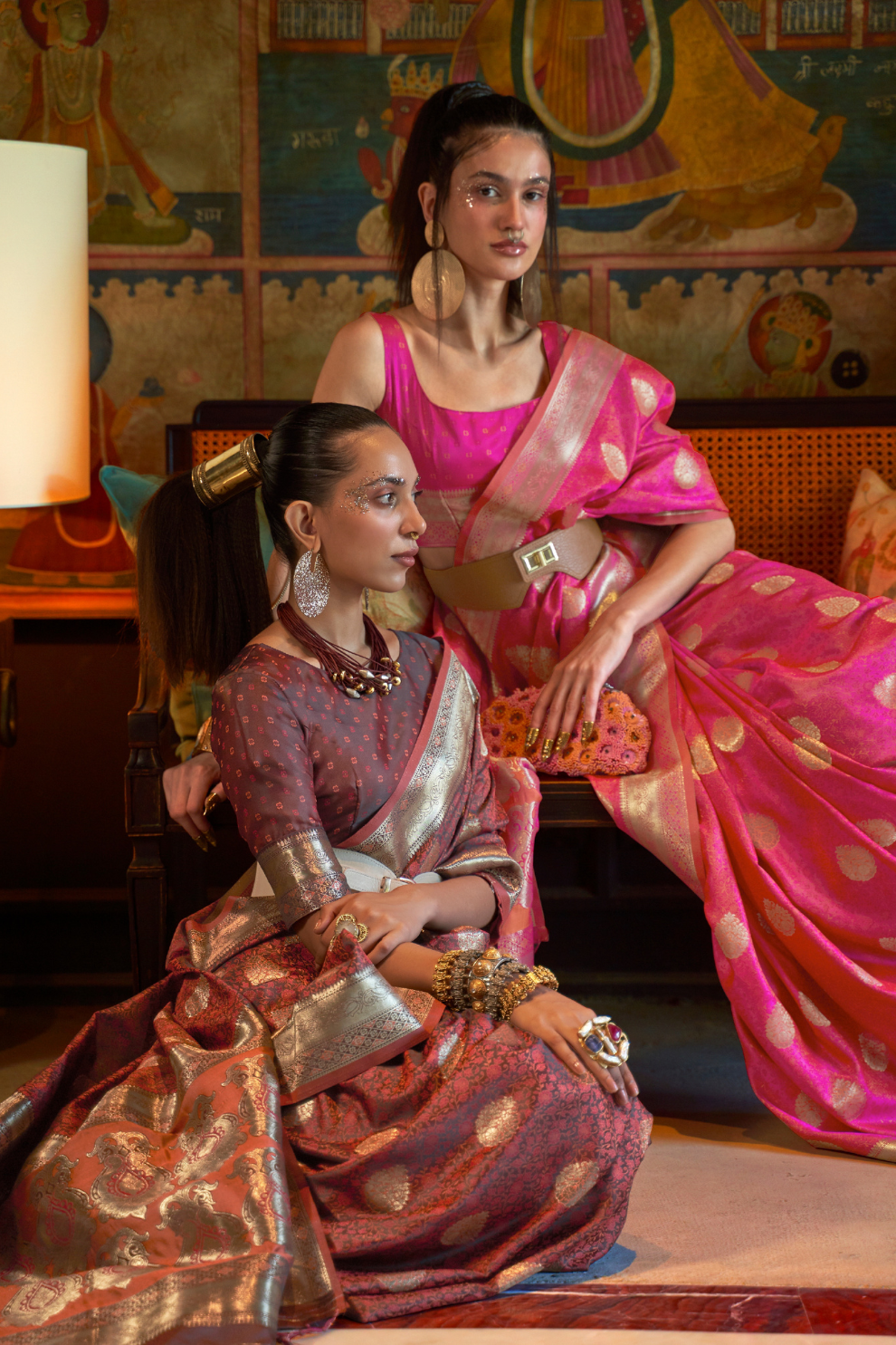 Elora Satin Tanchoi Silk Blend Saree with Handloom Weaving