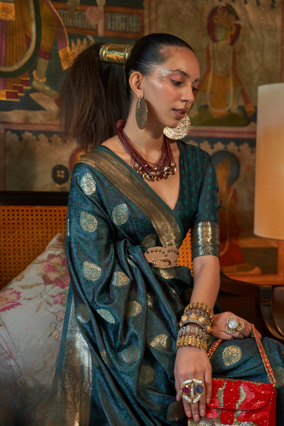 Elora Satin Tanchoi Silk Blend Saree with Handloom Weaving