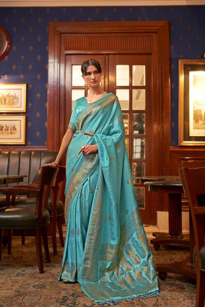 Pure Satin Weaving Silk Saree with Luxurious Glossy Finish