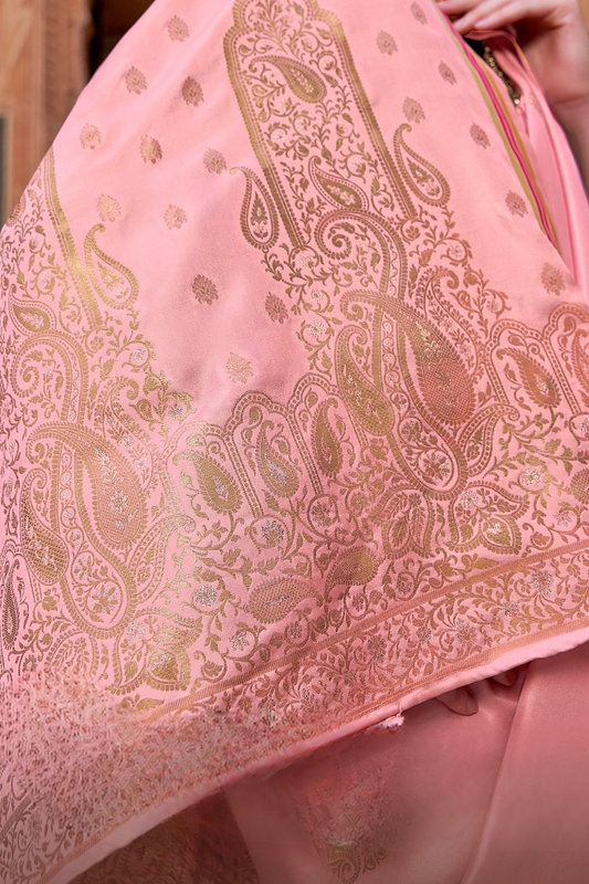 Luxurious Satin Fabric Adorned with Traditional Zari Work - LaVante Fashion