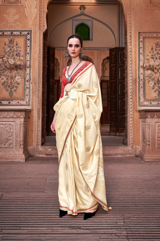 Luxurious Satin Fabric Adorned with Traditional Zari Work - LaVante Fashion