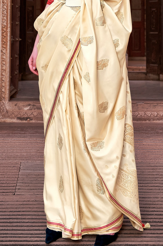 Luxurious Satin Fabric Adorned with Traditional Zari Work - LaVante Fashion