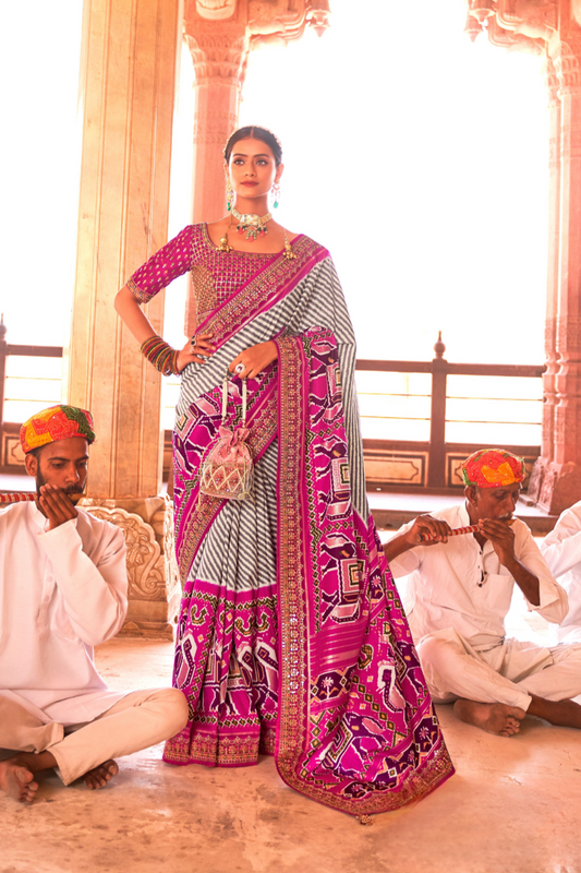 Elegant Designer Patola Saree in Pure Smooth Silk