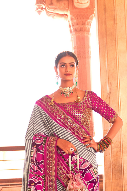 Elegant Designer Patola Saree in Pure Smooth Silk