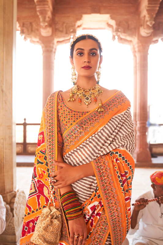 Elegant Designer Patola Saree in Pure Smooth Silk