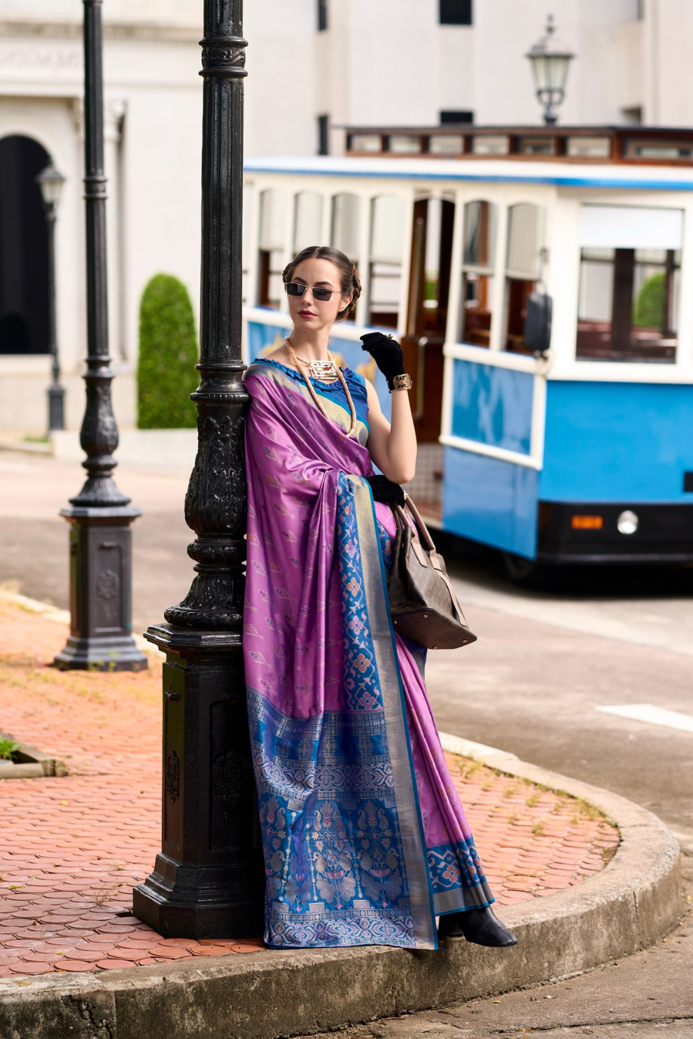 Soft Silk Saree with Ikkat Border and Classic Elegance - LaVante Fashion