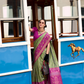 Soft Silk Saree with Ikkat Border and Classic Elegance - LaVante Fashion
