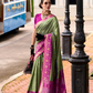 Soft Silk Saree with Ikkat Border and Classic Elegance - LaVante Fashion