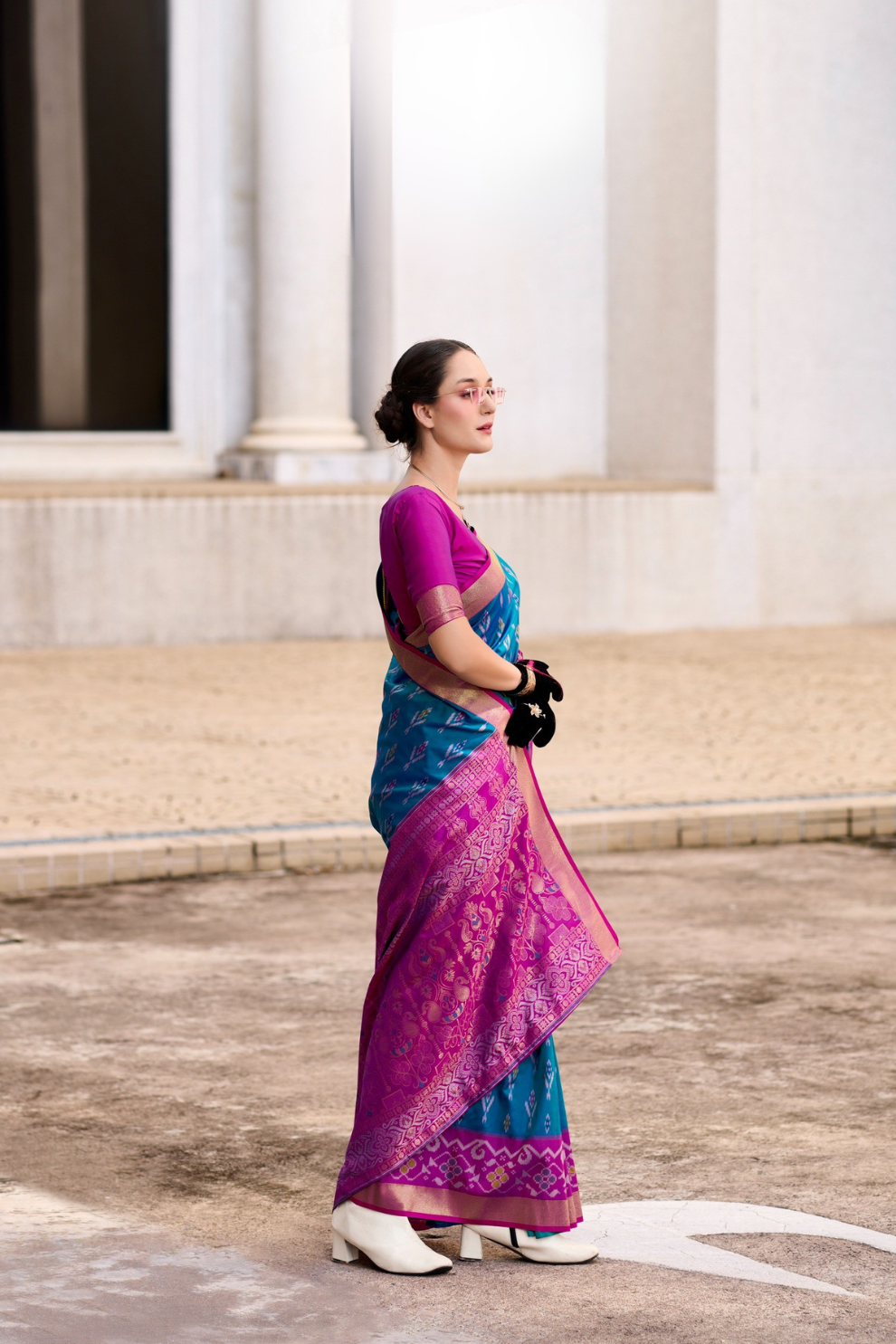 Soft Silk Saree with Ikkat Border and Classic Elegance - LaVante Fashion