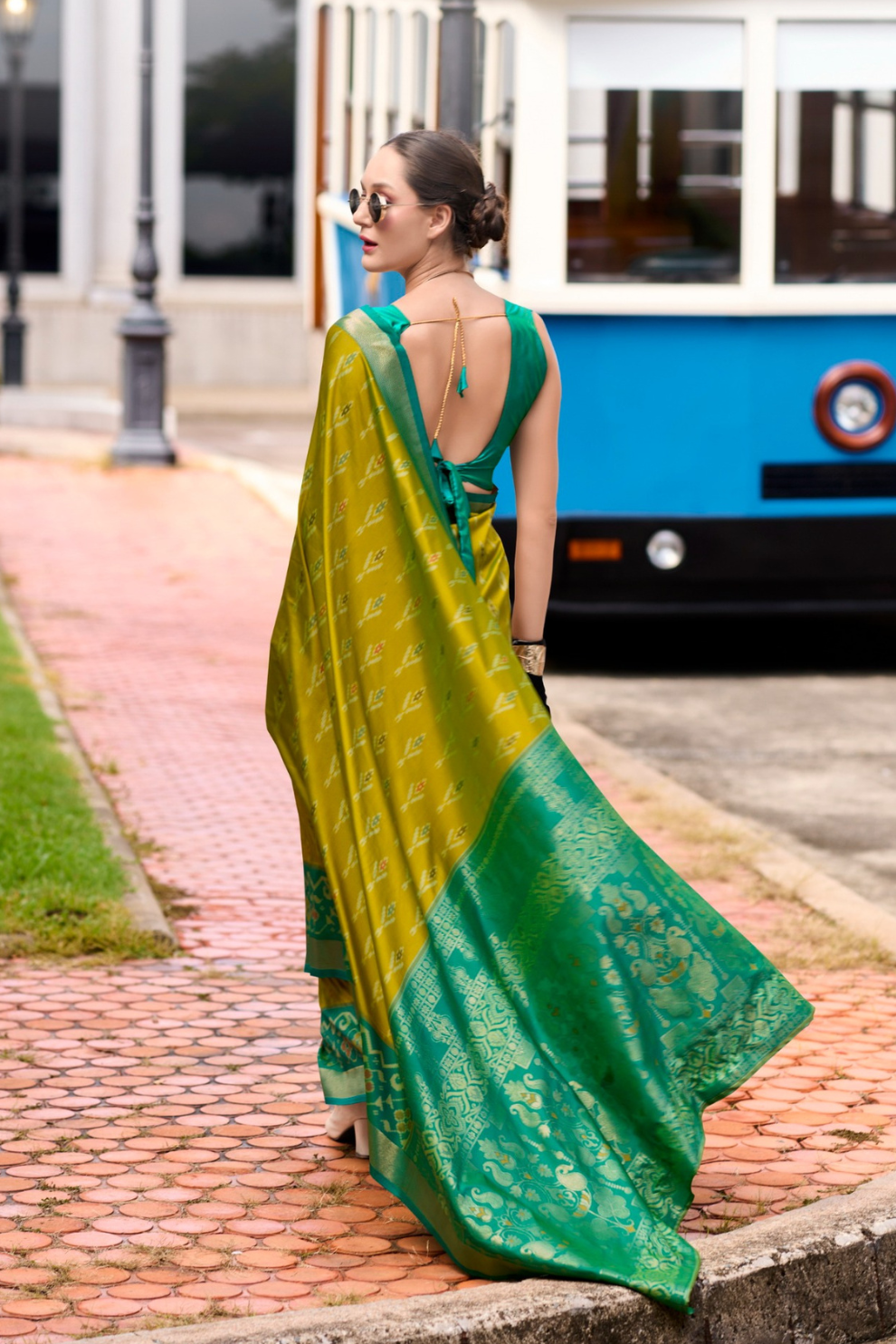 Soft Silk Saree with Ikkat Border and Classic Elegance - LaVante Fashion