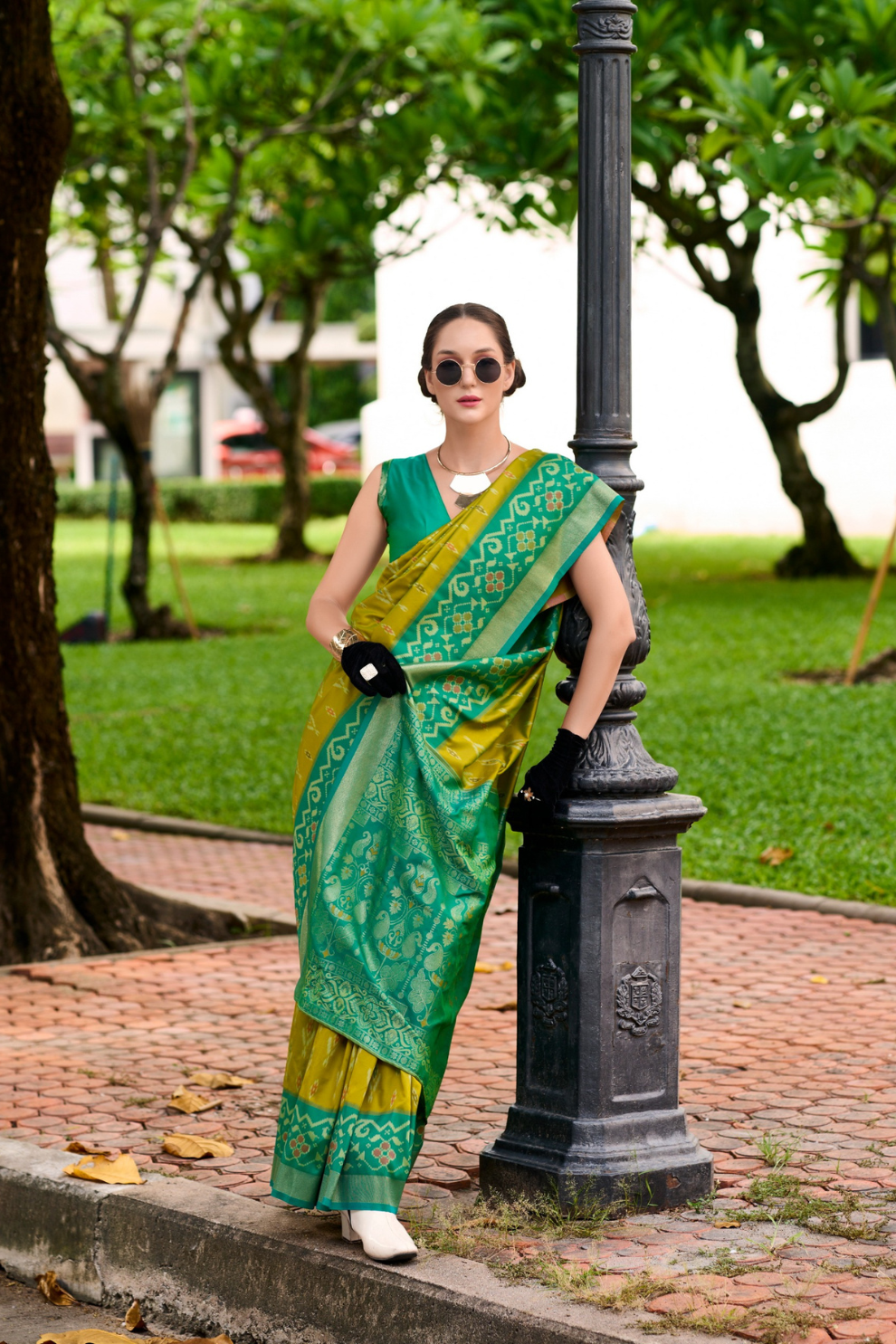 Soft Silk Saree with Ikkat Border and Classic Elegance - LaVante Fashion