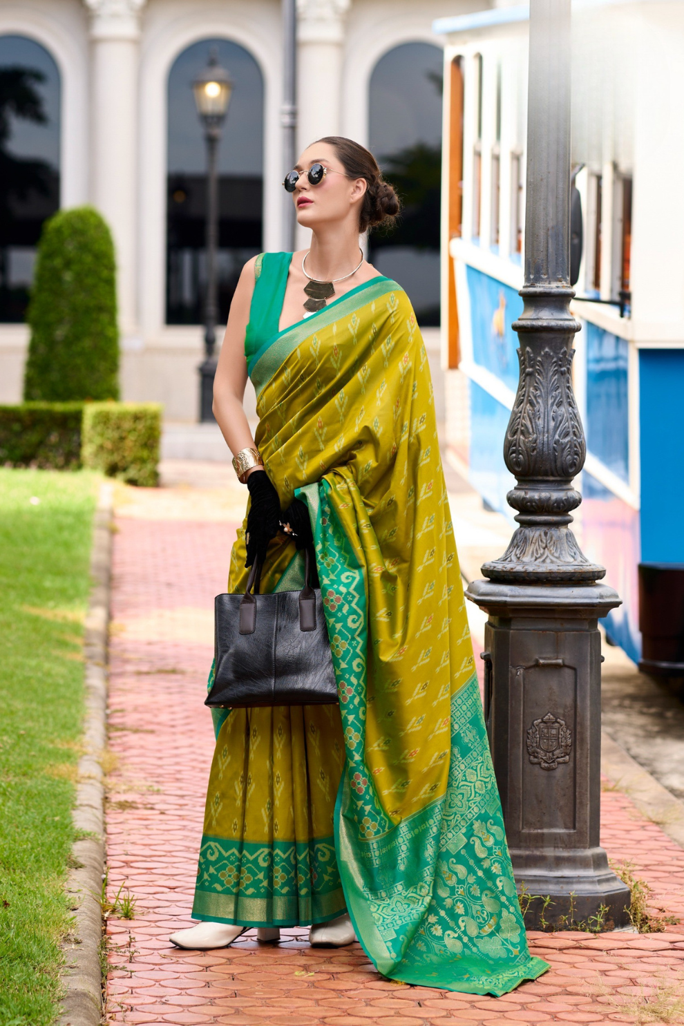 Soft Silk Saree with Ikkat Border and Classic Elegance - LaVante Fashion