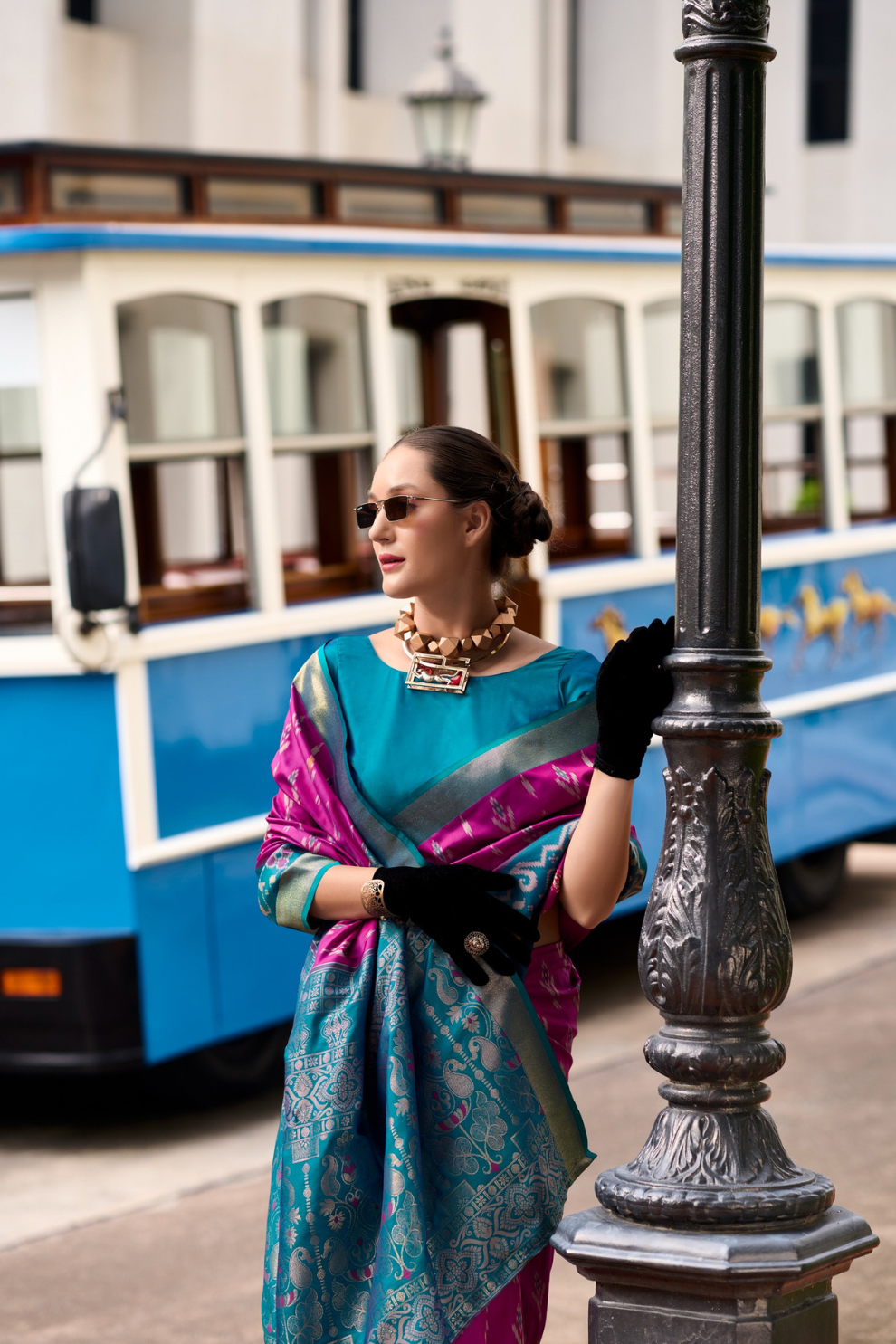 Soft Silk Saree with Ikkat Border and Classic Elegance - LaVante Fashion