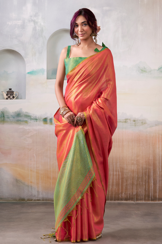 Lightweight Tissue Silk Saree with Luxurious Glow Finish