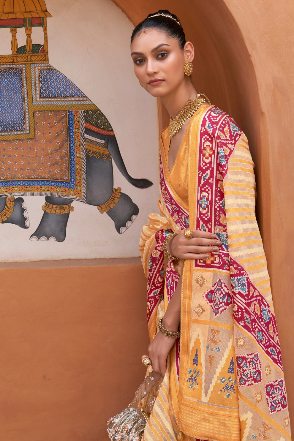 Elegant Tissue Silk Saree with Patola Designer Blouse