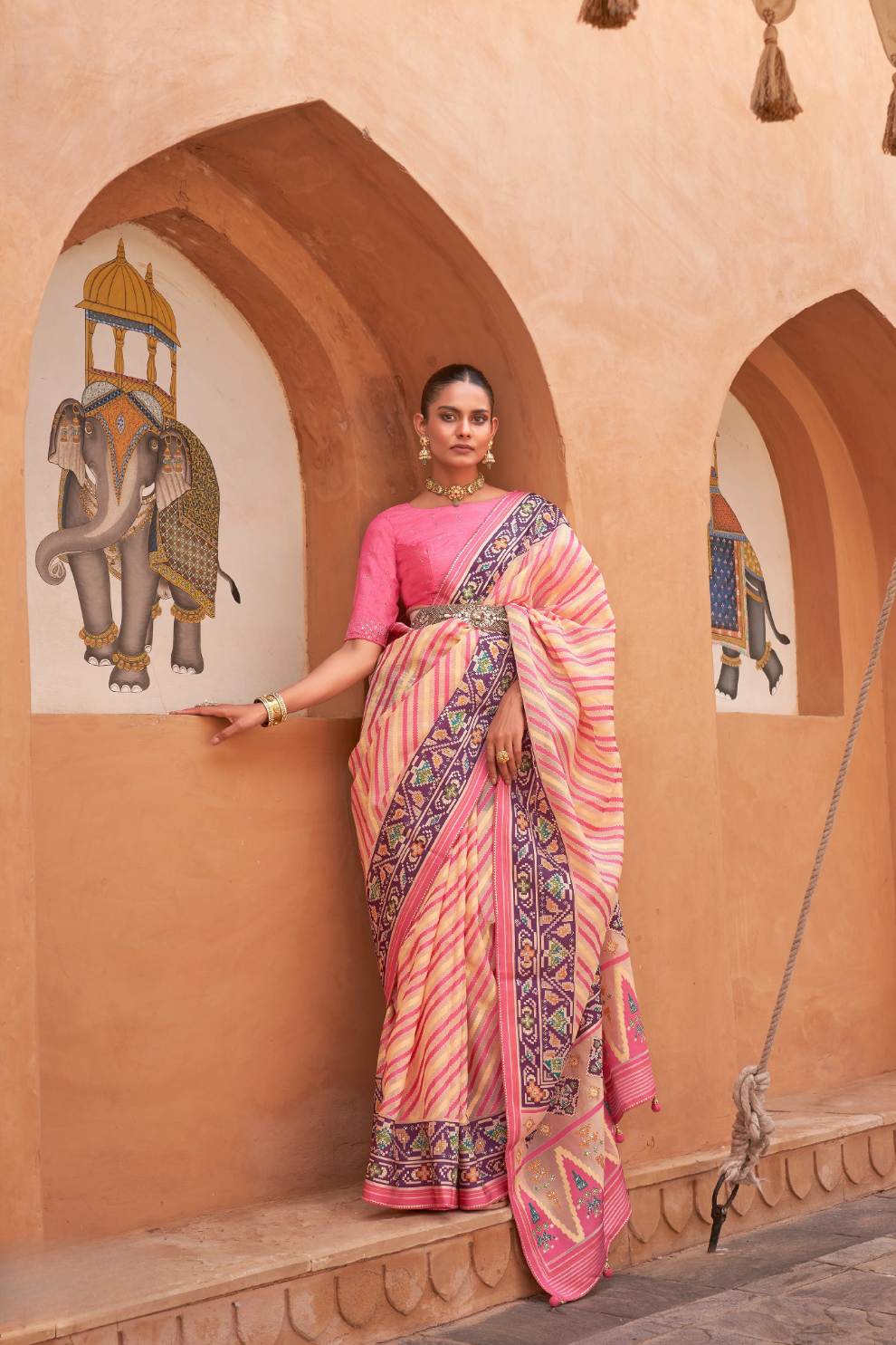 Elegant Tissue Silk Saree with Patola Designer Blouse
