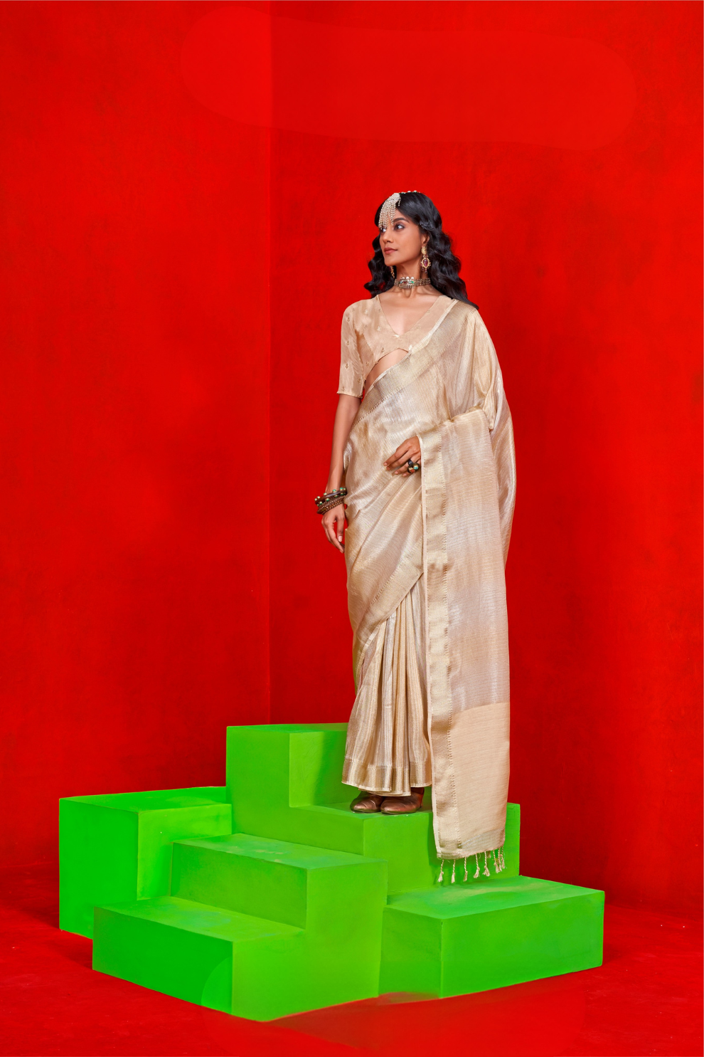 Pure Viscose Zari Tissue Saree with Subtle Shine and Elegance