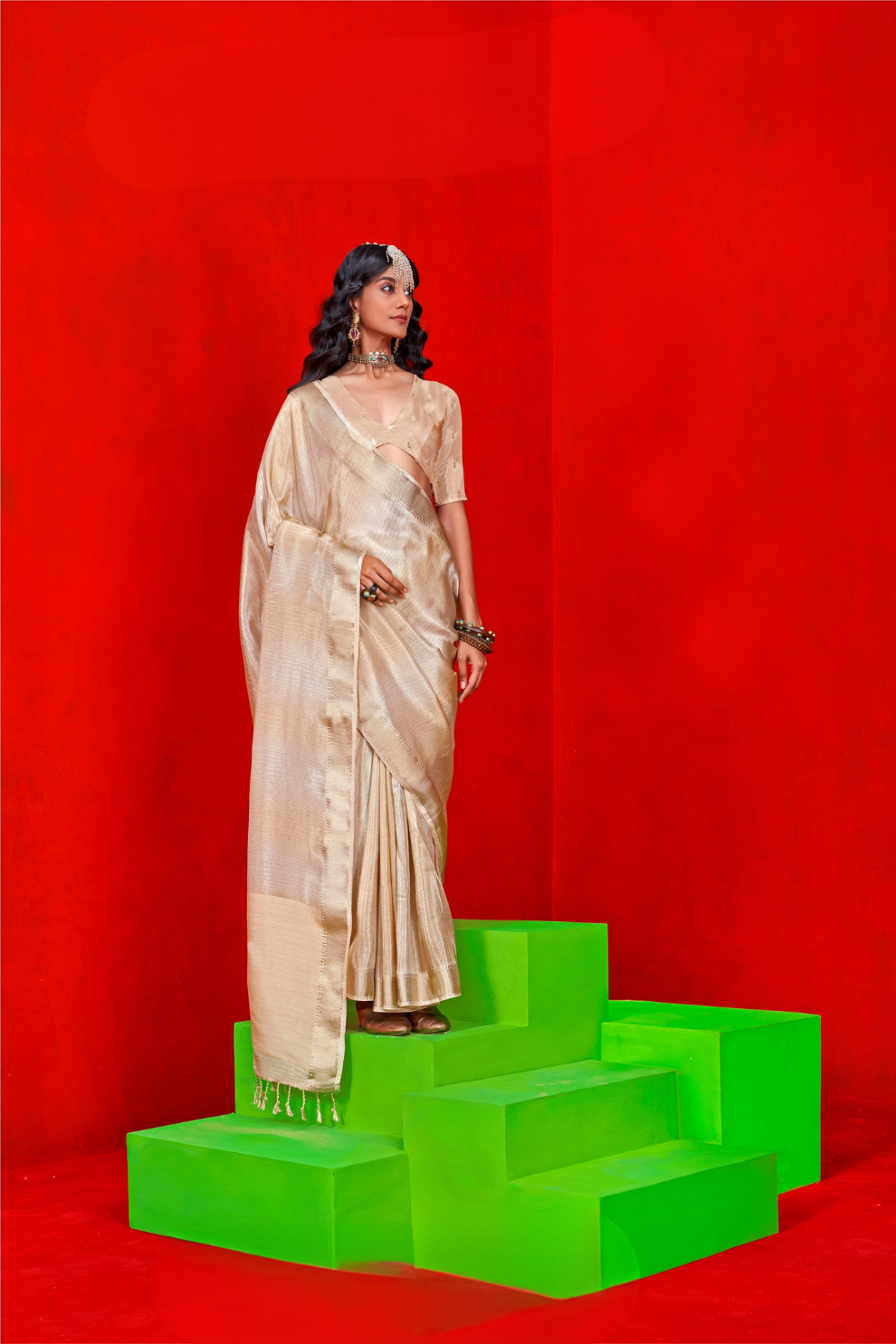 Pure Viscose Zari Tissue Saree with Subtle Shine and Elegance