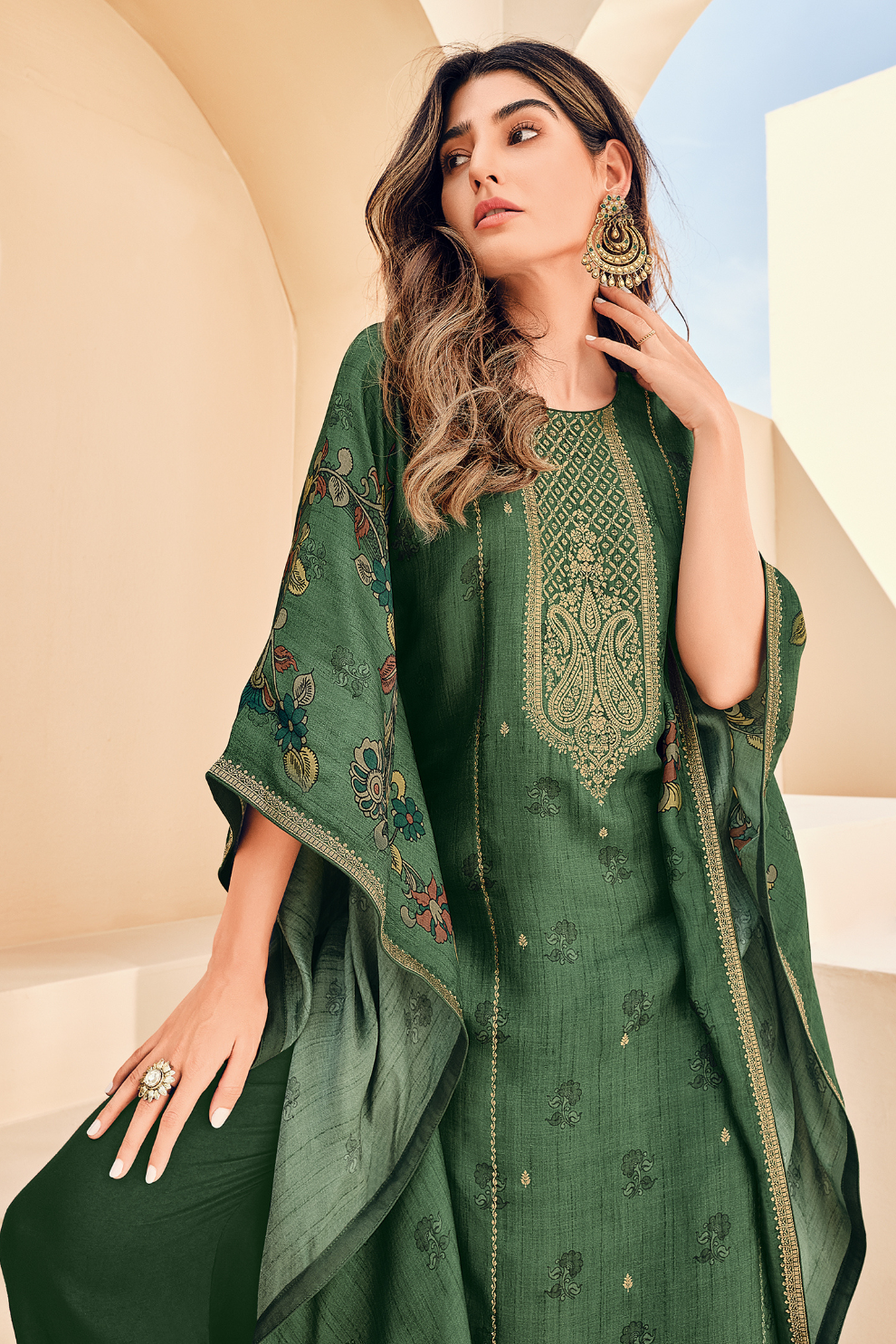 Pure Viscose Digitally Printed Kaftan with Pants