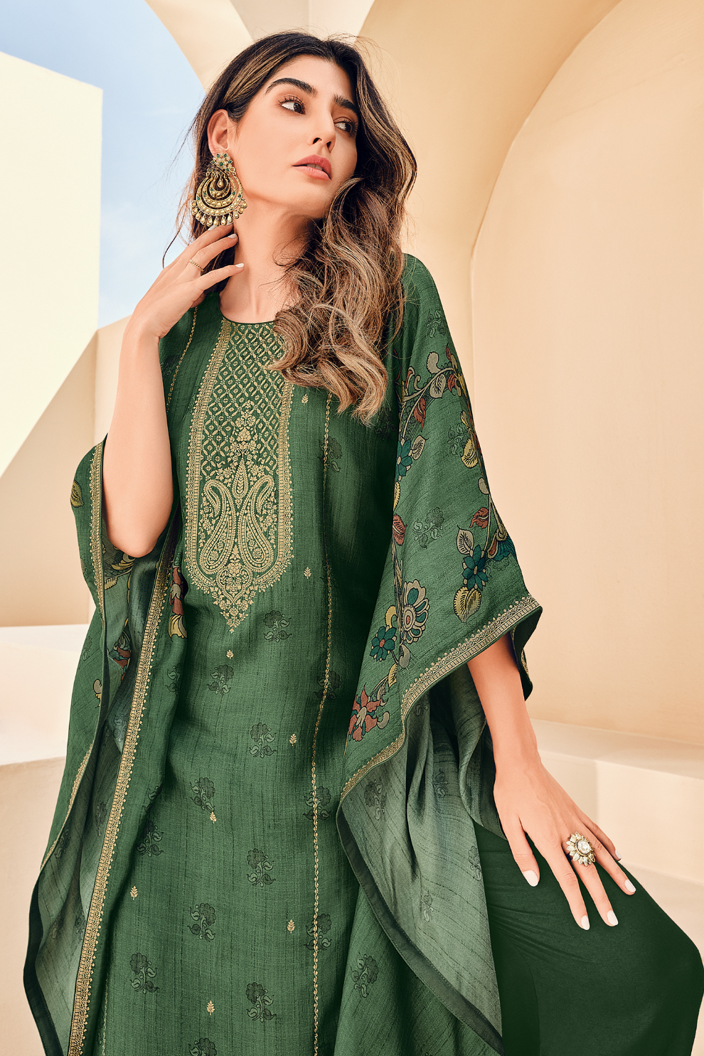 Pure Viscose Digitally Printed Kaftan with Pants