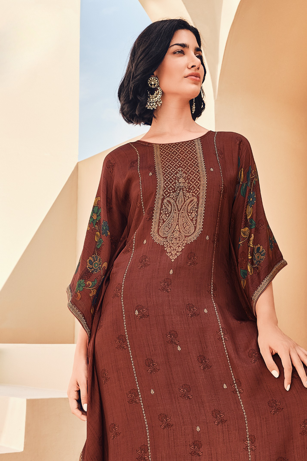 Pure Viscose Digitally Printed Kaftan with Pants