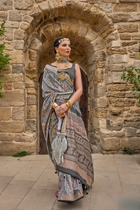 Traditional Wear Pure Silk Saree with Artistic Prints