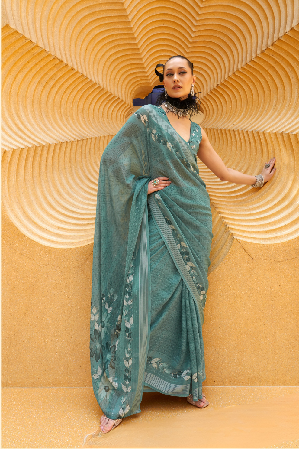 Designer Poly Viscose Silk Georgette Saree with Digital Prints