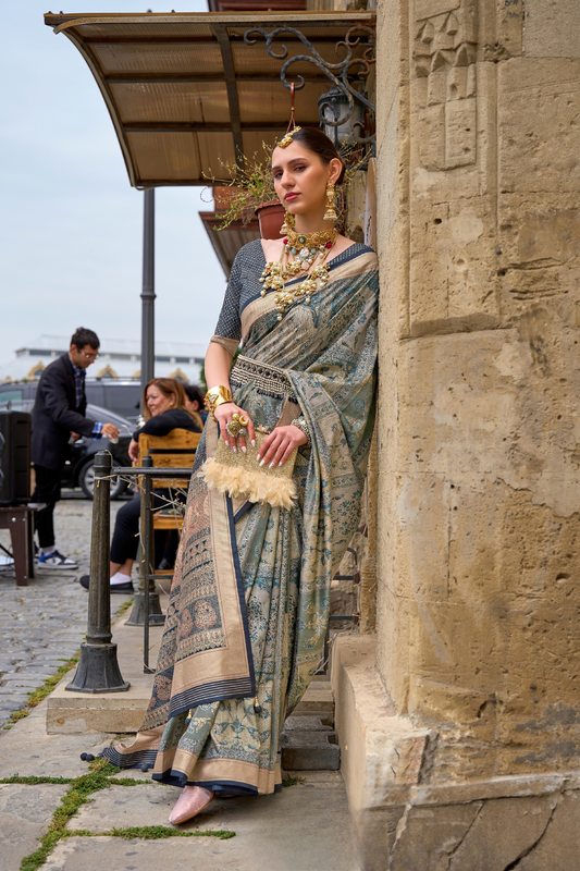 Traditional Wear Pure Silk Saree with Artistic Prints