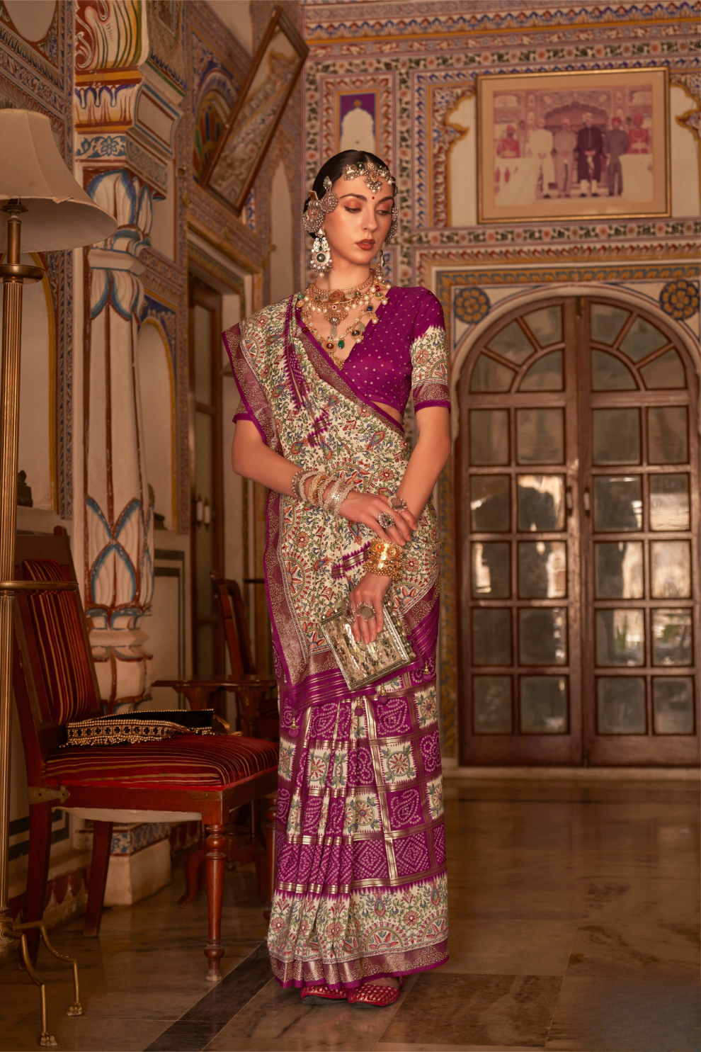 Elegant Pure Silk Bandhani Saree with Weaving and Artistic Print