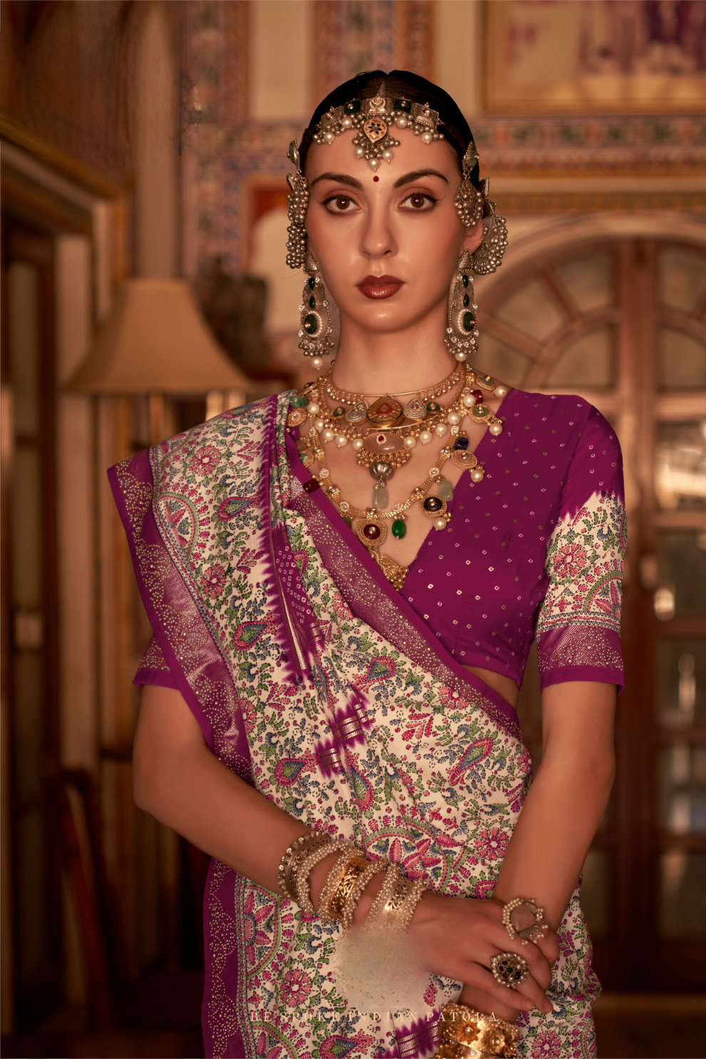 Elegant Pure Silk Bandhani Saree with Weaving and Artistic Print