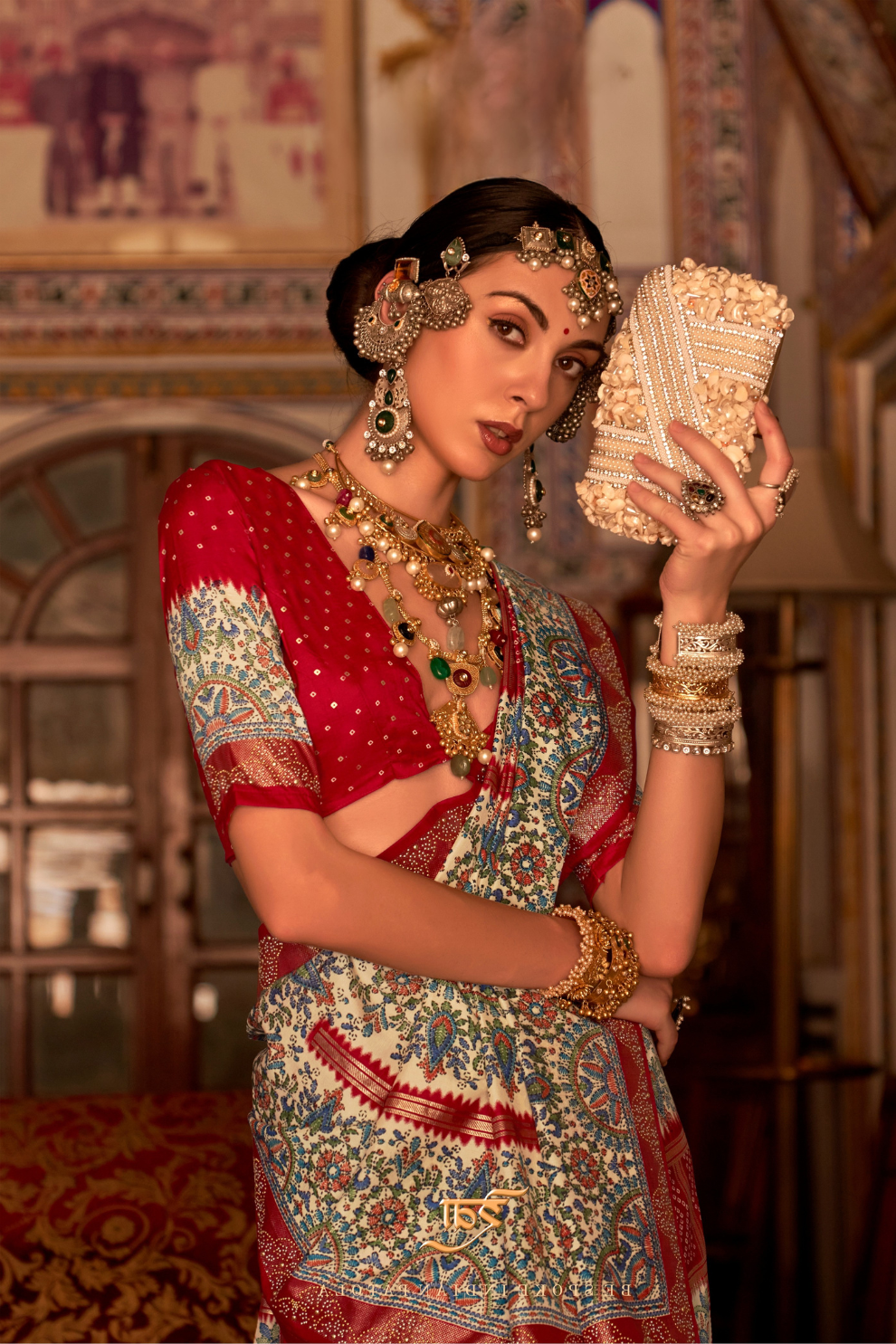 Elegant Pure Silk Bandhani Saree with Weaving and Artistic Print