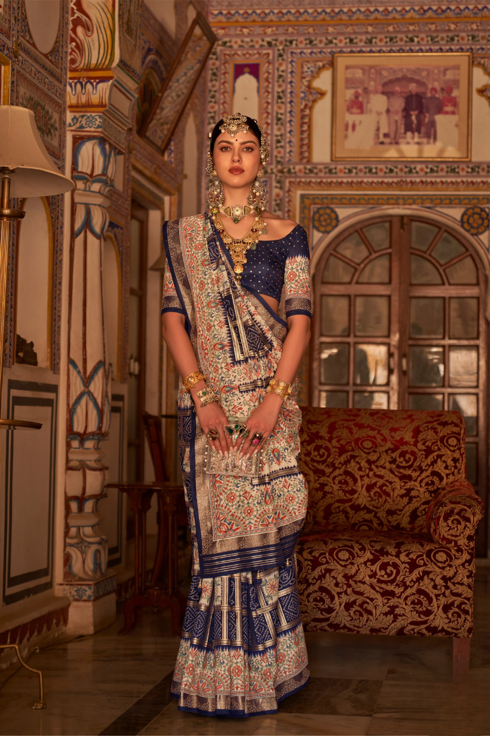 Elegant Pure Silk Bandhani Saree with Weaving and Artistic Print