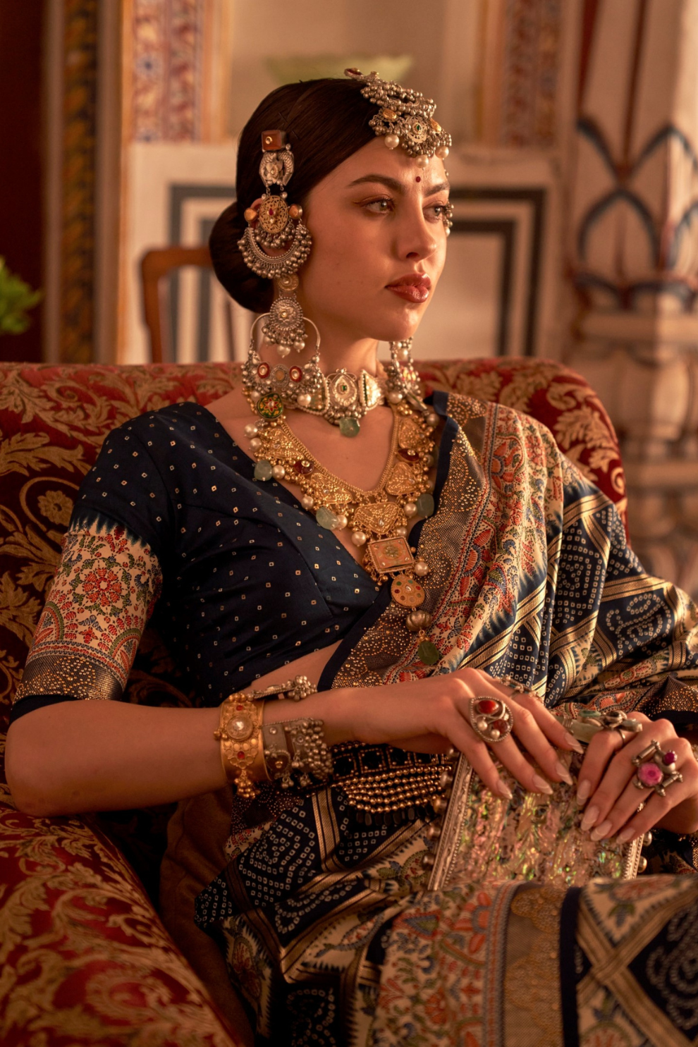 Elegant Pure Silk Bandhani Saree with Weaving and Artistic Print