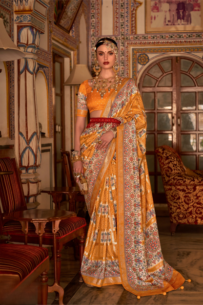 Elegant Pure Silk Bandhani Saree with Weaving and Artistic Print