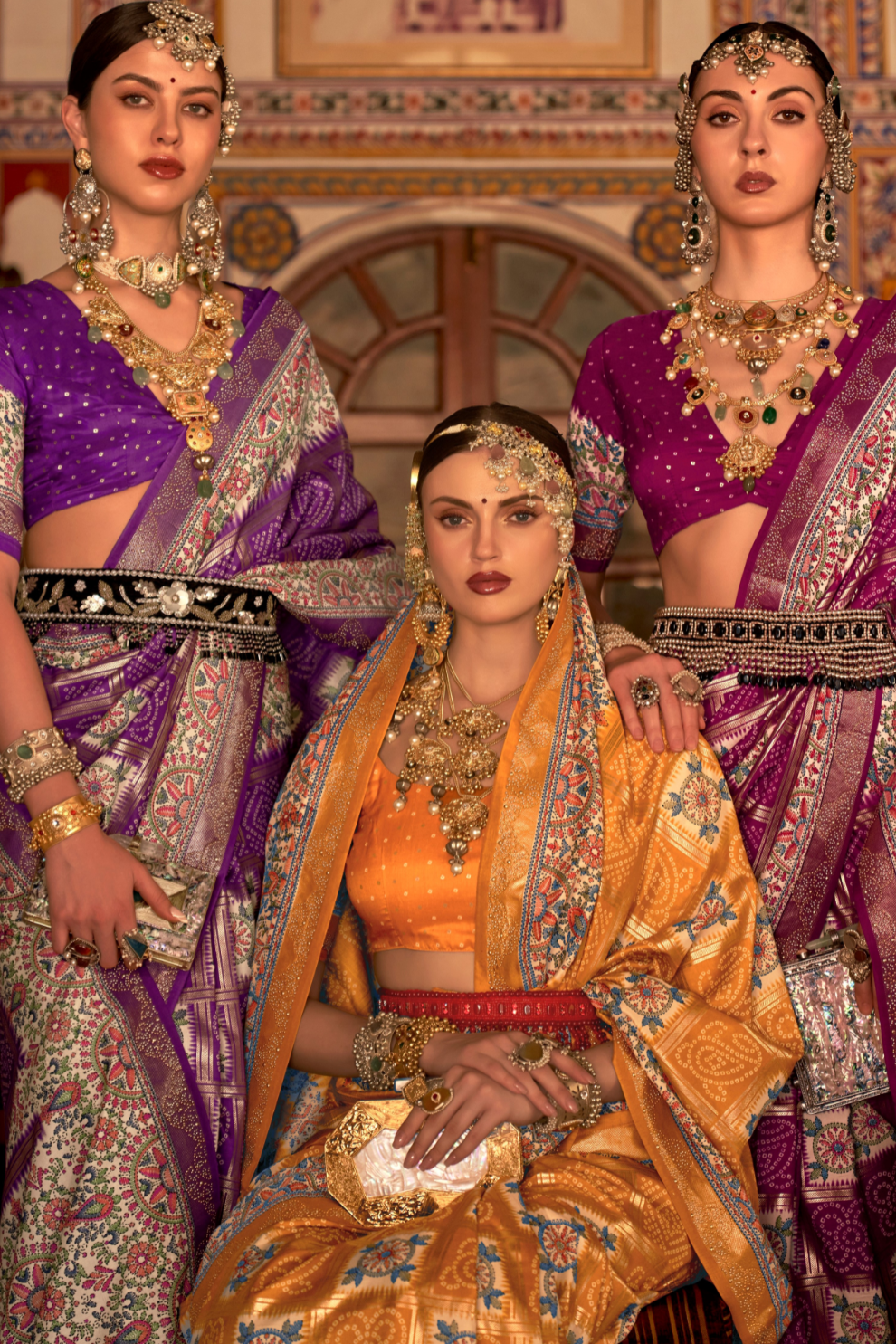 Elegant Pure Silk Bandhani Saree with Weaving and Artistic Print