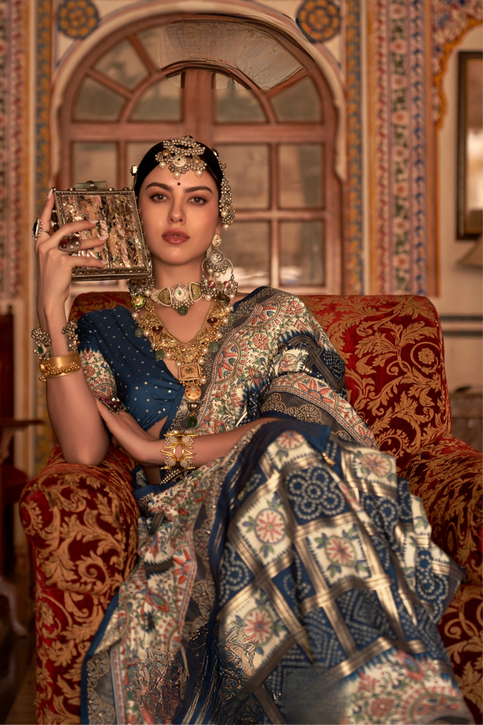 Elegant Pure Silk Bandhani Saree with Weaving and Artistic Print