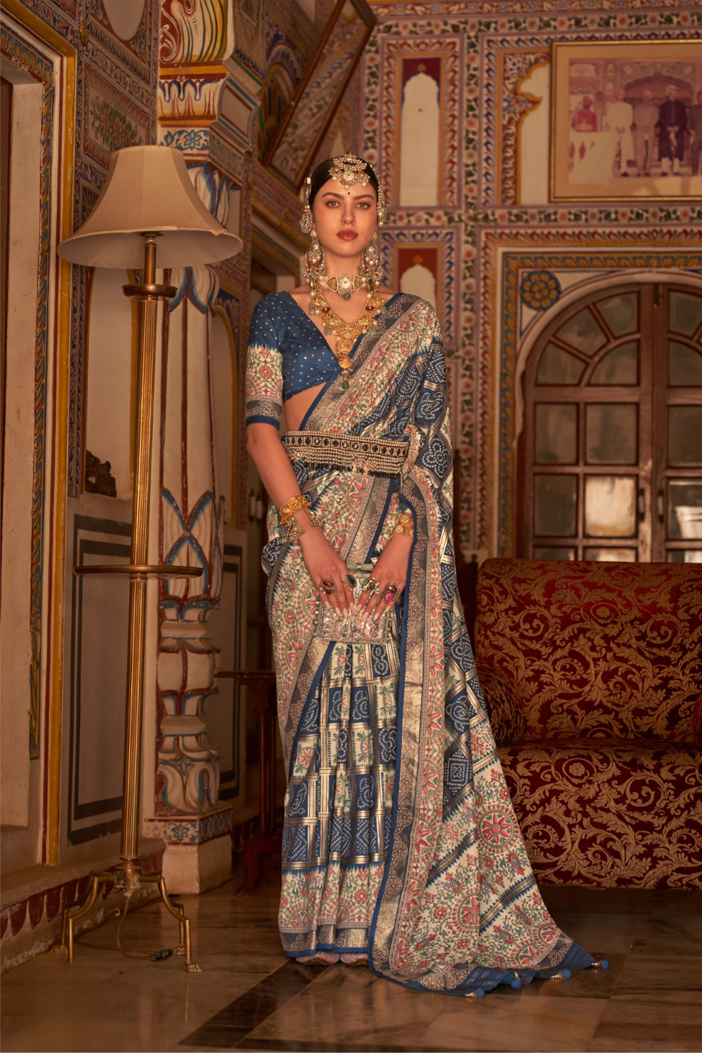 Elegant Pure Silk Bandhani Saree with Weaving and Artistic Print