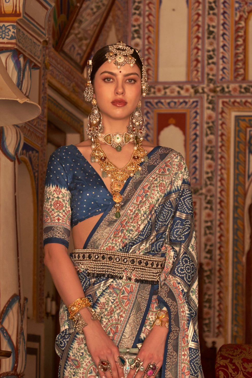 Elegant Pure Silk Bandhani Saree with Weaving and Artistic Print