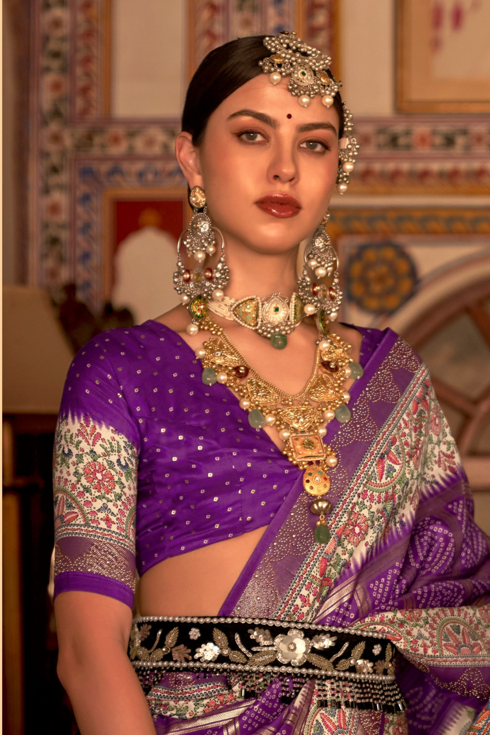 Elegant Pure Silk Bandhani Saree with Weaving and Artistic Print