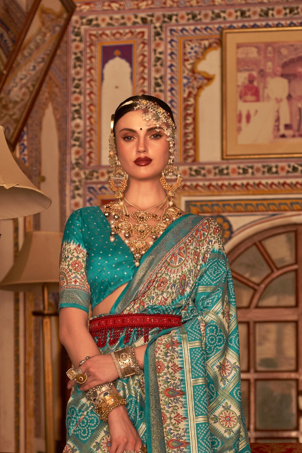 Elegant Pure Silk Bandhani Saree with Weaving and Artistic Print