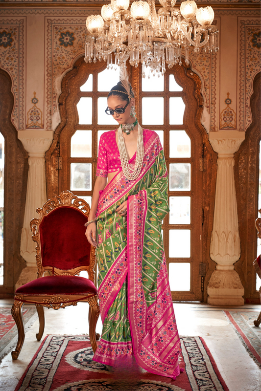 Designer Soft Silk Saree with Patola Prints