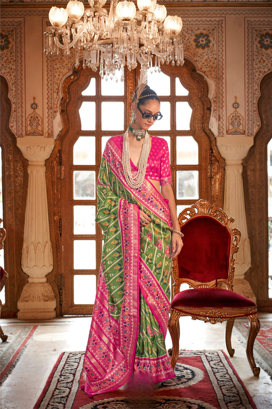 Designer Soft Silk Saree with Patola Prints