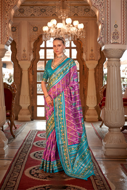 Designer Soft Silk Saree with Patola Prints