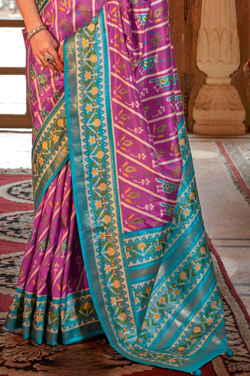 Designer Soft Silk Saree with Patola Prints