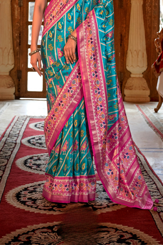 Designer Soft Silk Saree with Patola Prints