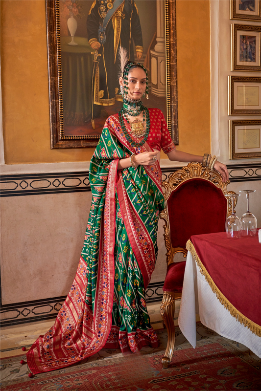 Designer Soft Silk Saree with Patola Prints