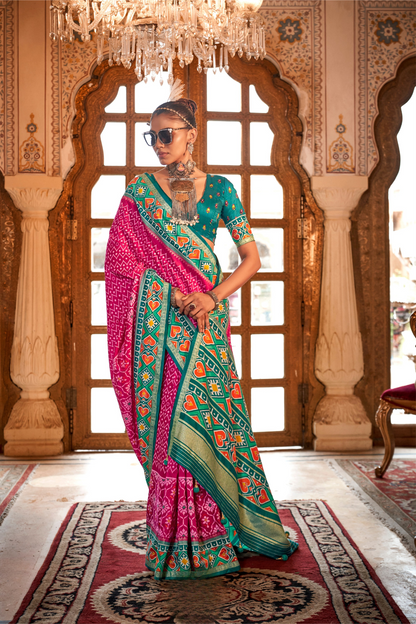 Designer Soft Silk Saree with Patola Prints