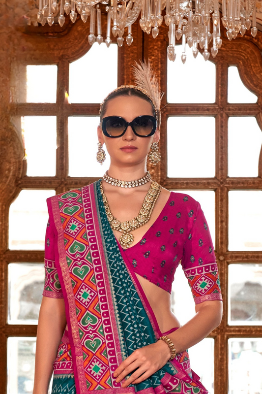 Designer Soft Silk Saree with Patola Prints