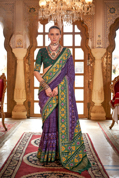 Designer Soft Silk Saree with Patola Prints