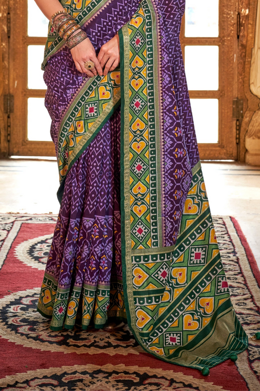 Designer Soft Silk Saree with Patola Prints